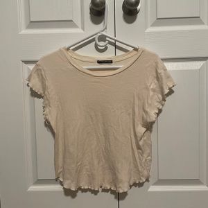 NWOT Brandy Melville ruffle cream t shirt